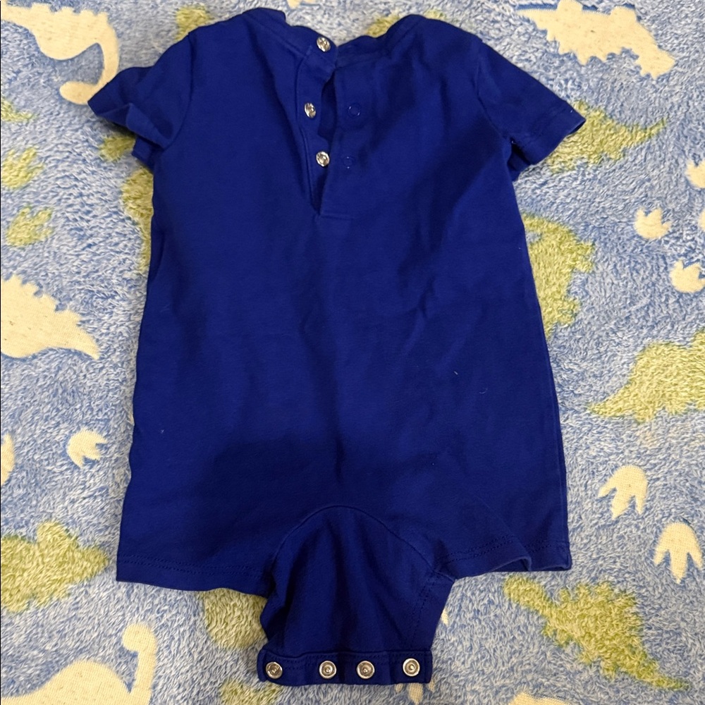 Ralph Lauren Royal Blue Baby Romper with Multicolor Polo Logo - Picture 2 of 2